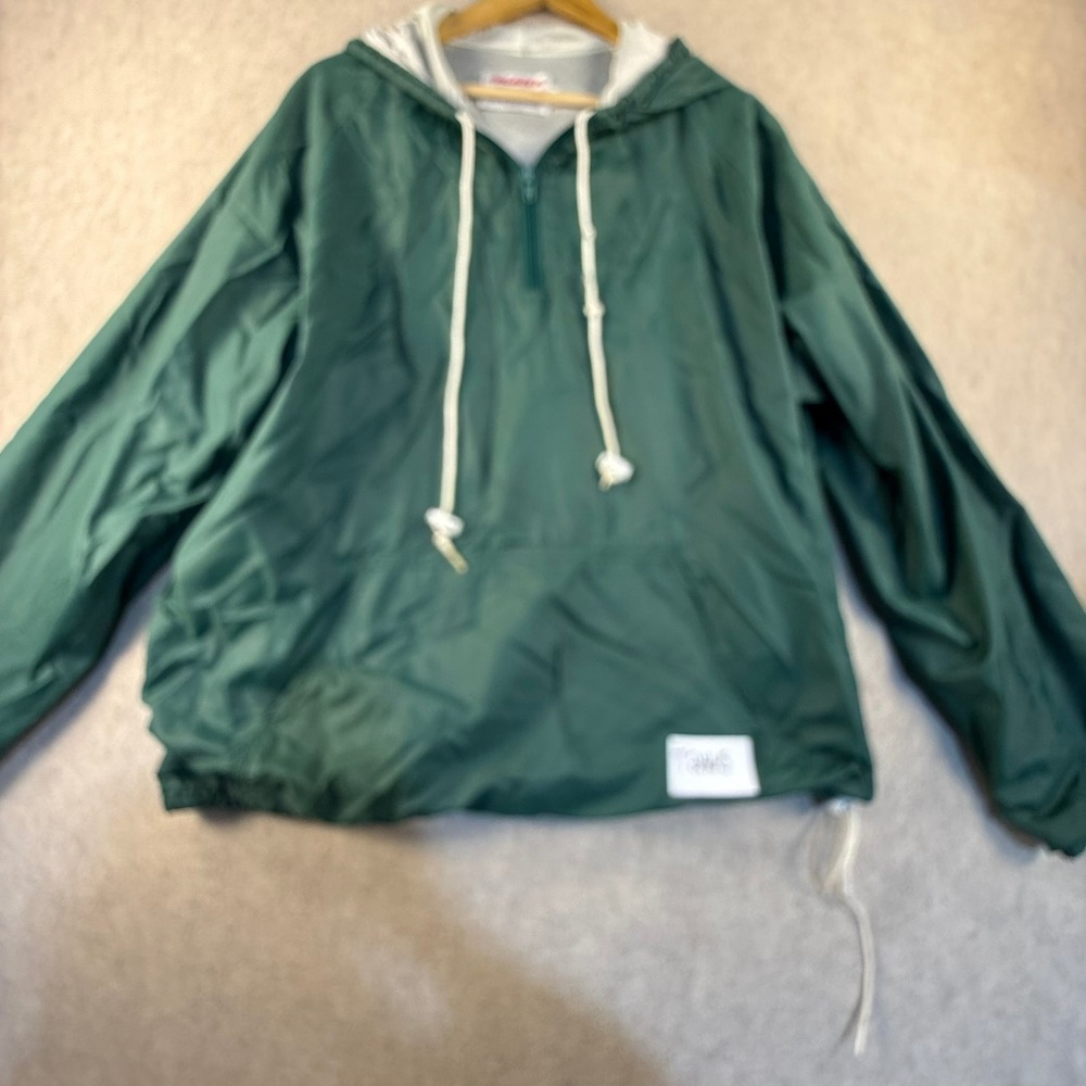 Vintage Blazer USA Made Mens Green Ripstop Half Zip Windbreaker Hooded Pullover